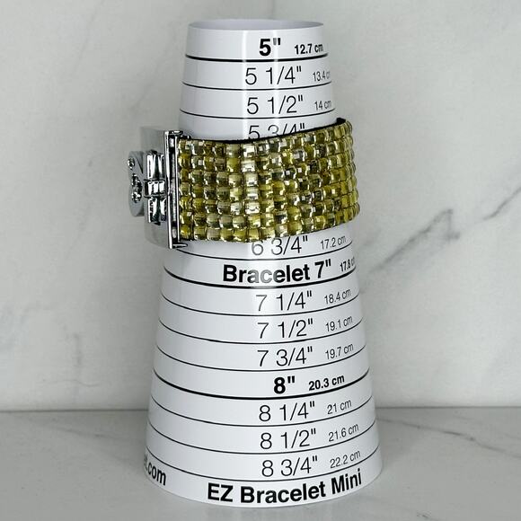 Yellow Rhinestone Studded Heart Lock Bracelet - Picture 4 of 9